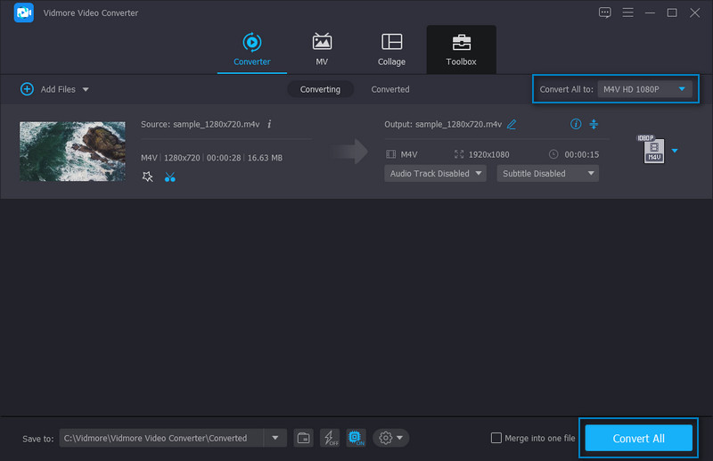 Vidmore guardar recortado m4v