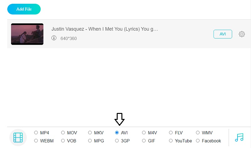 בחר AVI Vidmore Online