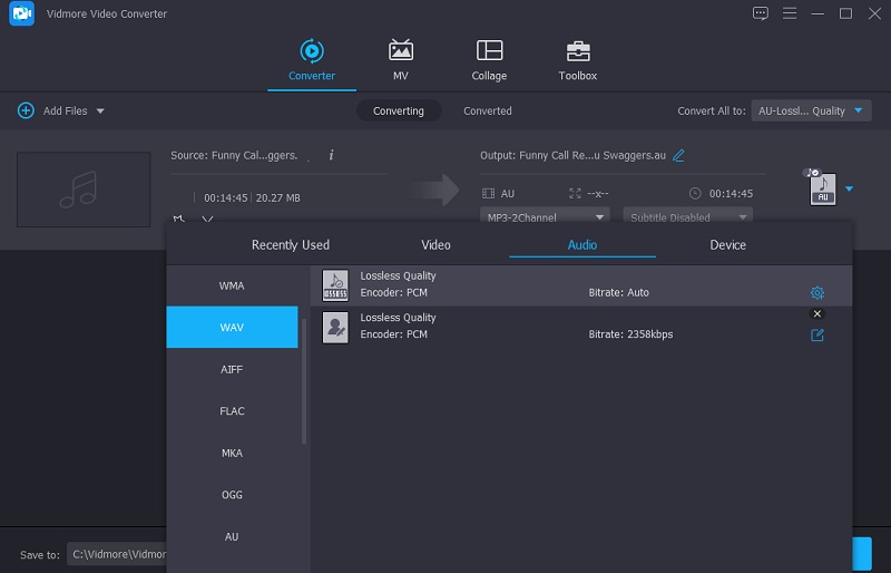 Odaberite WAV format Vidmore