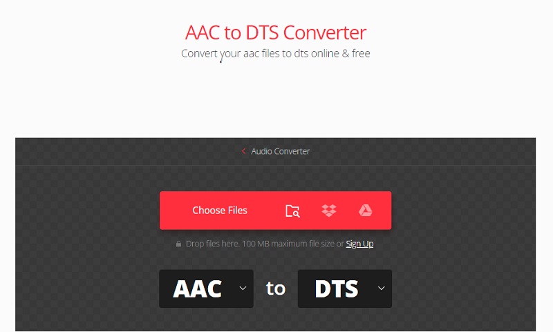 Konverter AAC til DTS Convertio