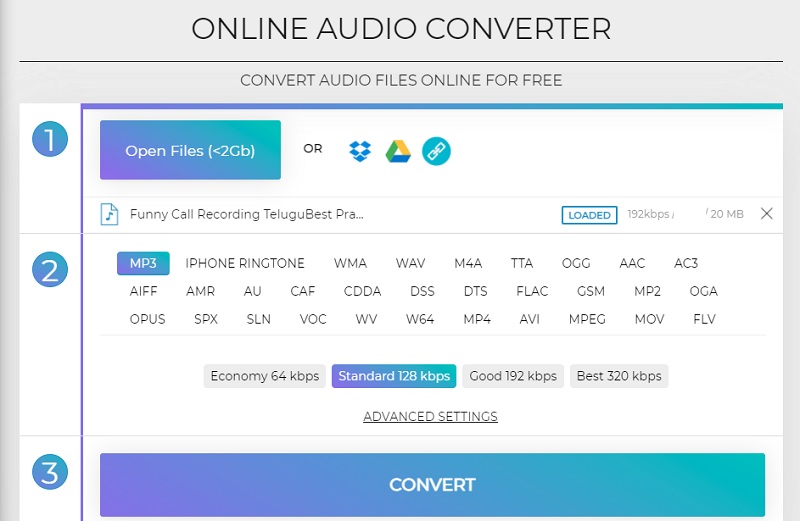 AC3'ü DTS Online Audio Converter'a Dönüştür