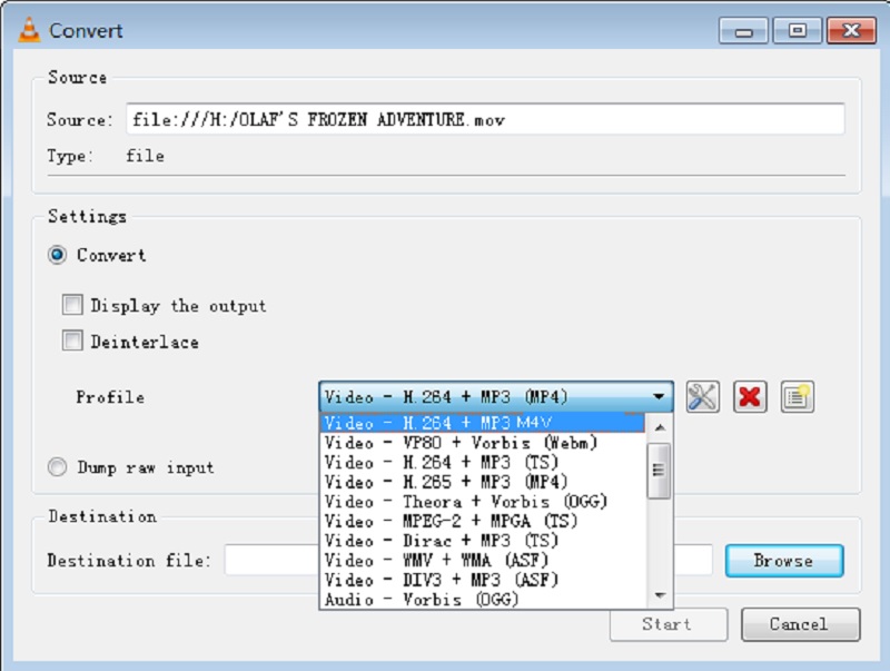 Converter MKV para M4V VLC