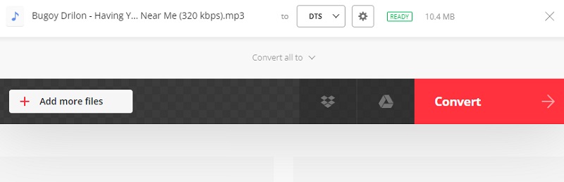 Muunna MP3 DTS Convertio -muotoon