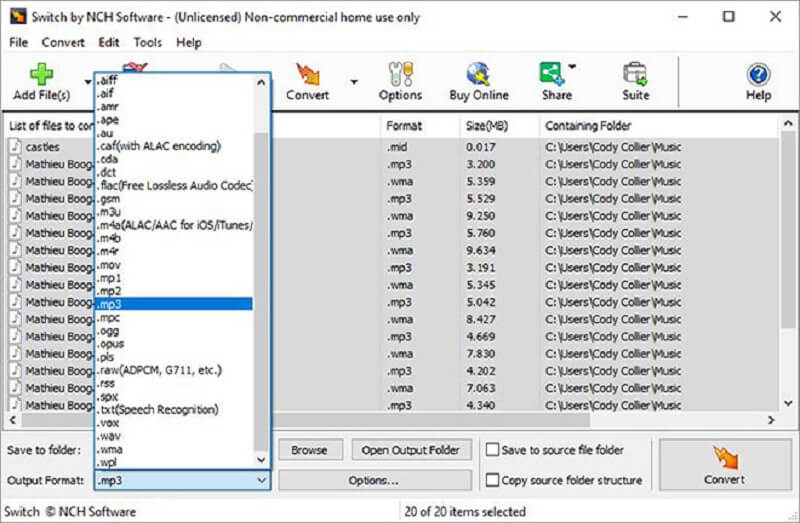 Convertir MP3 a interruptor DTS