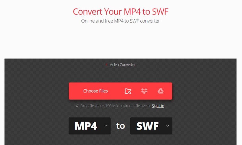 Konvertera MP4 till SWF Convertio