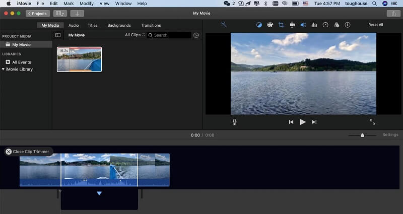 Cortar vídeo iMovie