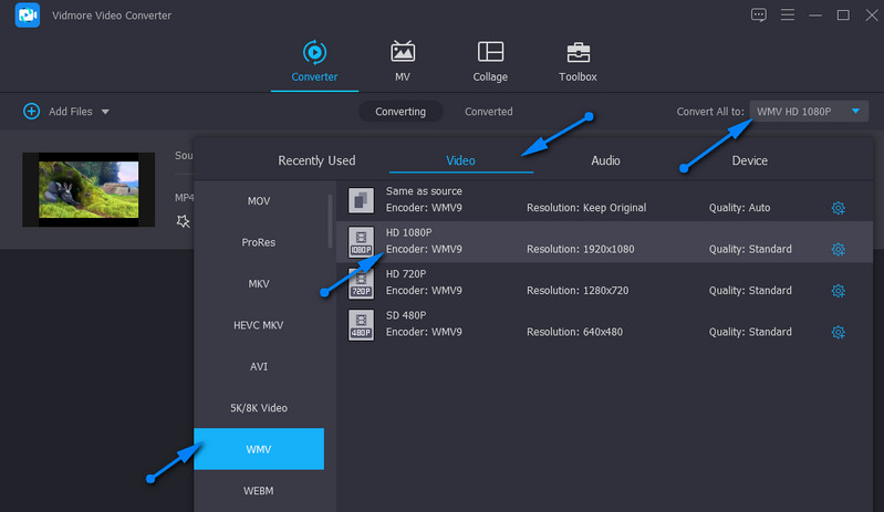 Indstil outputformat