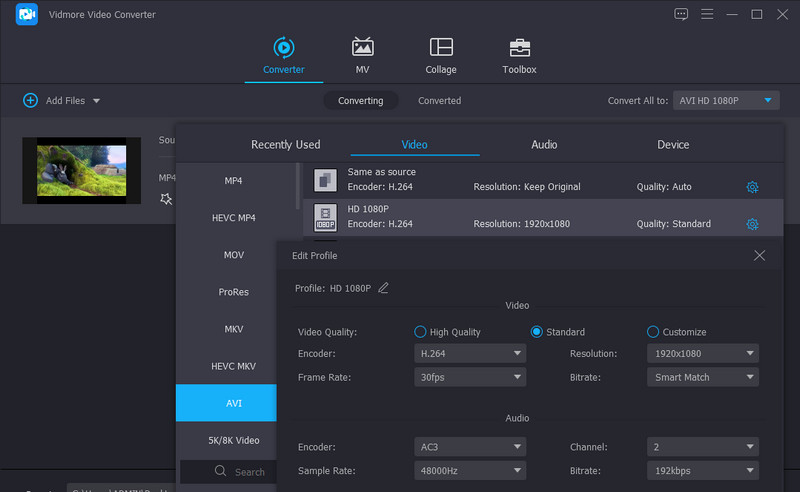 Vidmore Change Parameters