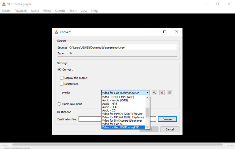 VLC Conversion Interface