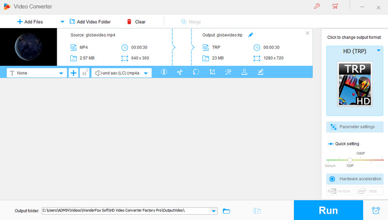 ממשק Wonderfox Vid Converter