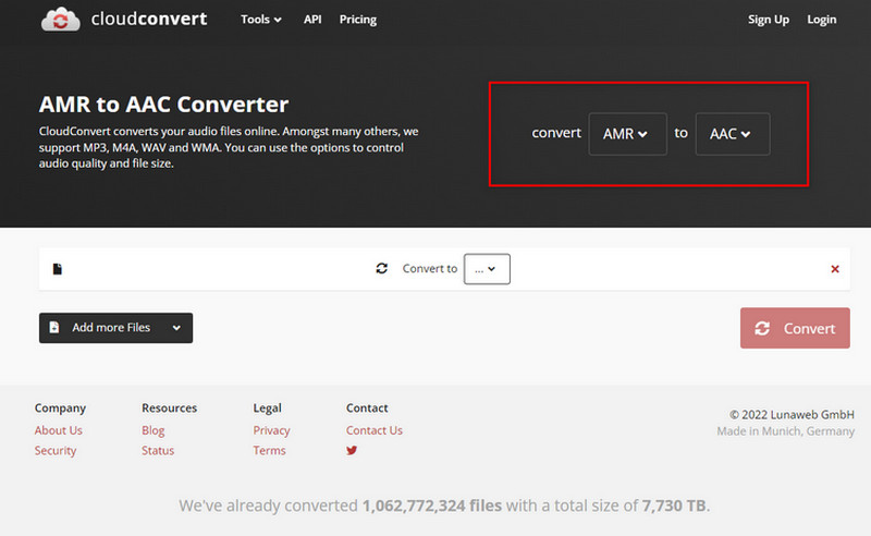 CloudConvert AMR kepada AAC