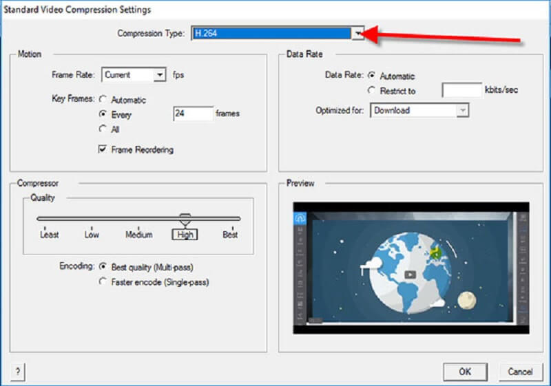 บีบอัด MP4 Quicktime