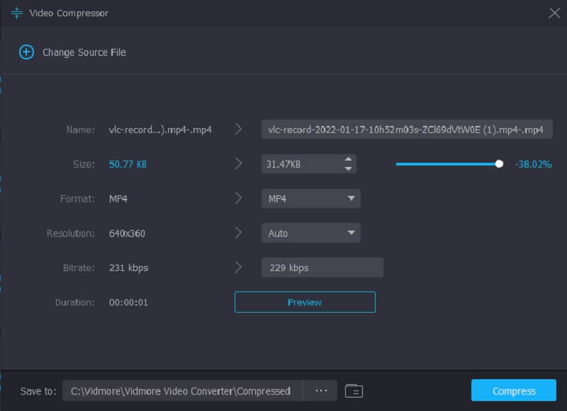 Komprimera MP4 Vidmore