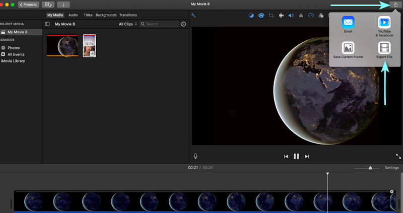 iMovie-eksportmulighed