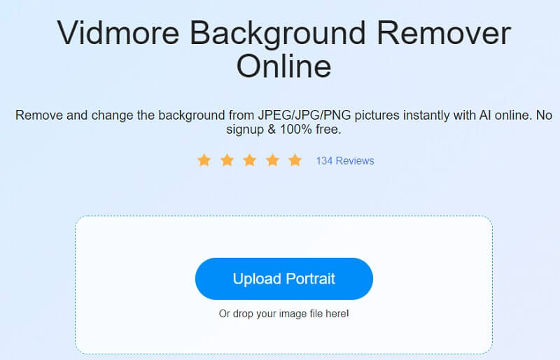 Käynnistä Vidmore Background Remover Online