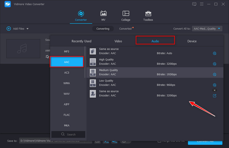 Tetapkan Format Output Vidmore