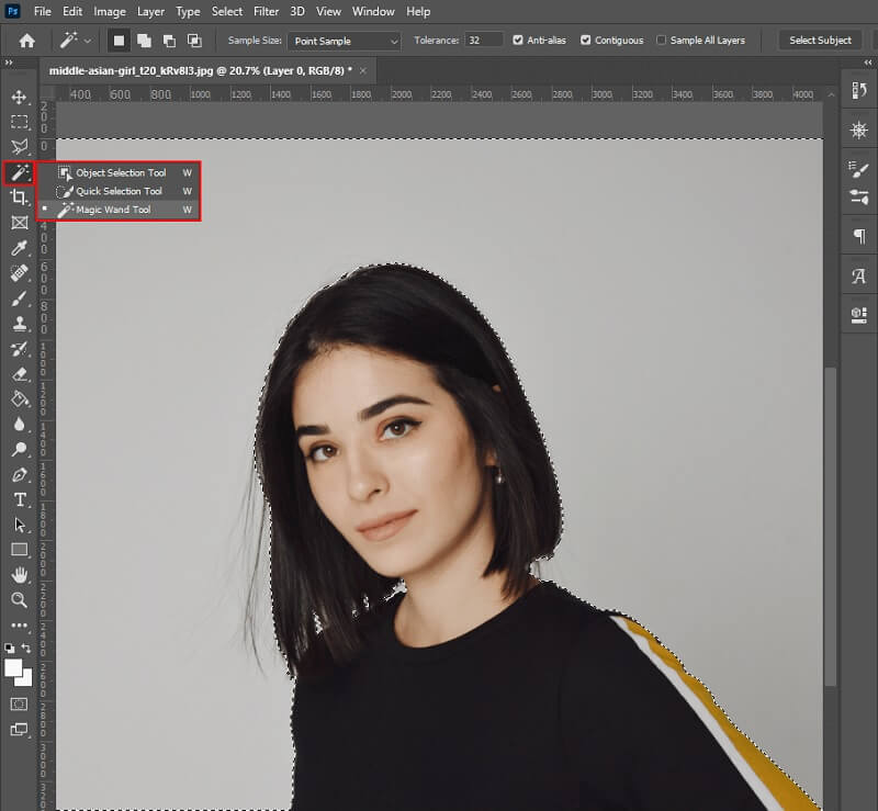 Sử dụng công cụ lựa chọn photoshop