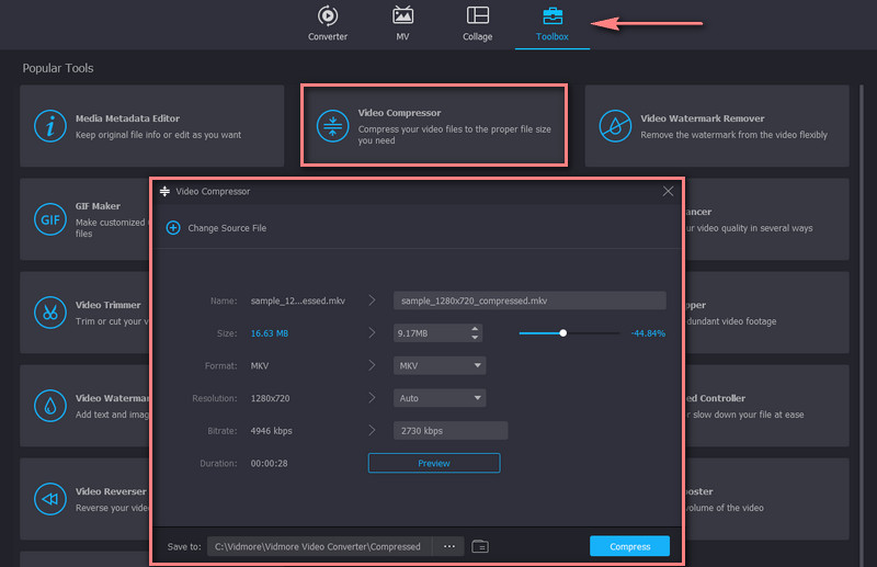 Caja de herramientas de compresor de video