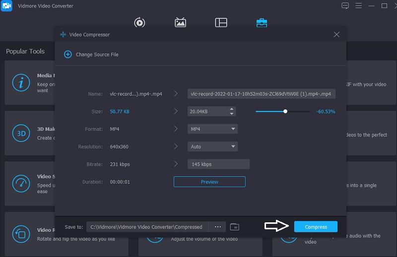 Komprimer videoer for VM