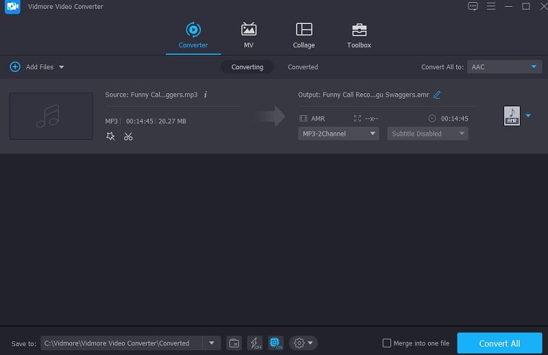 Converter AAC para AMR Vidmore