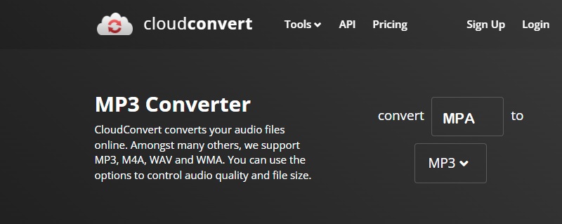 Converter MPA para MP3 CloudConvert