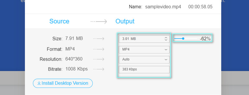 Modificar la configuración de compresión