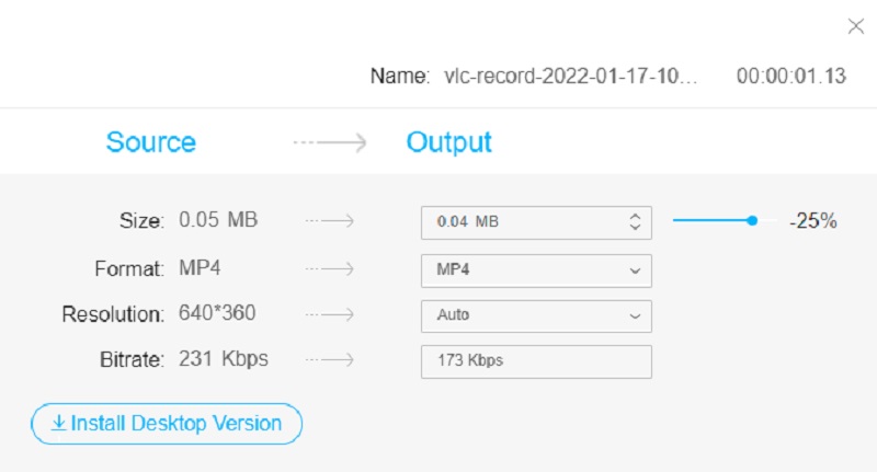 เอาต์พุต VM Compressor