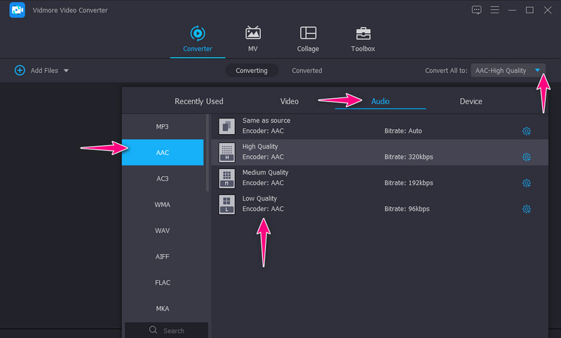 Select Output Formats