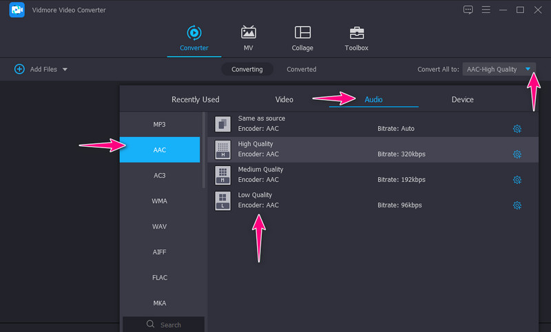 Seleziona Formati di output