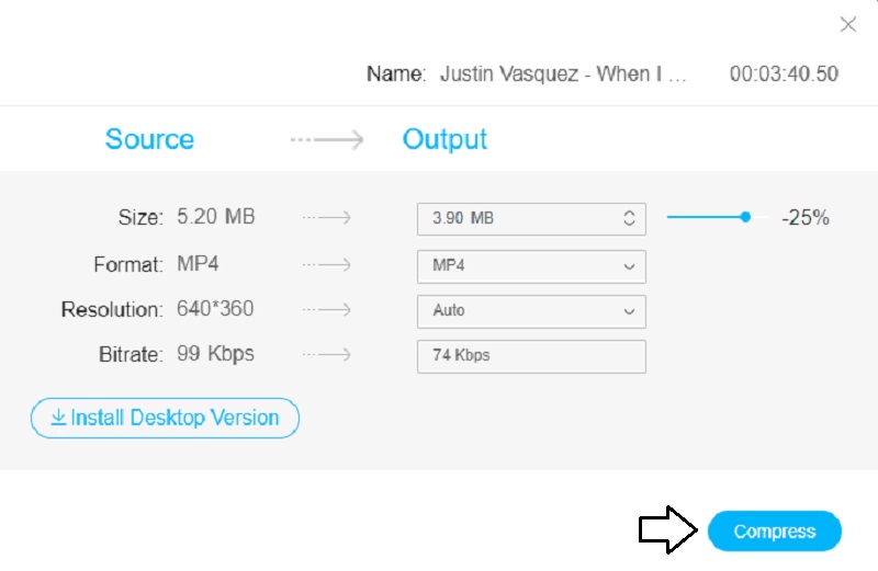 Avvia Comprimi Vidmore Online