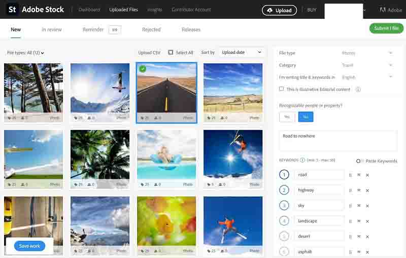 Interfaccia Adobe Stock