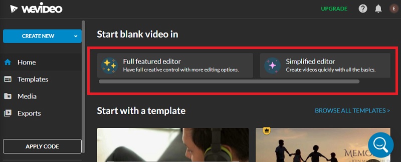 Valitse Editor WeVideo