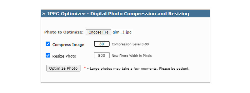 JPEG Optimizer-interface