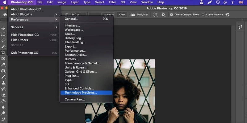 Teknologi forhåndsvisninger Photoshop
