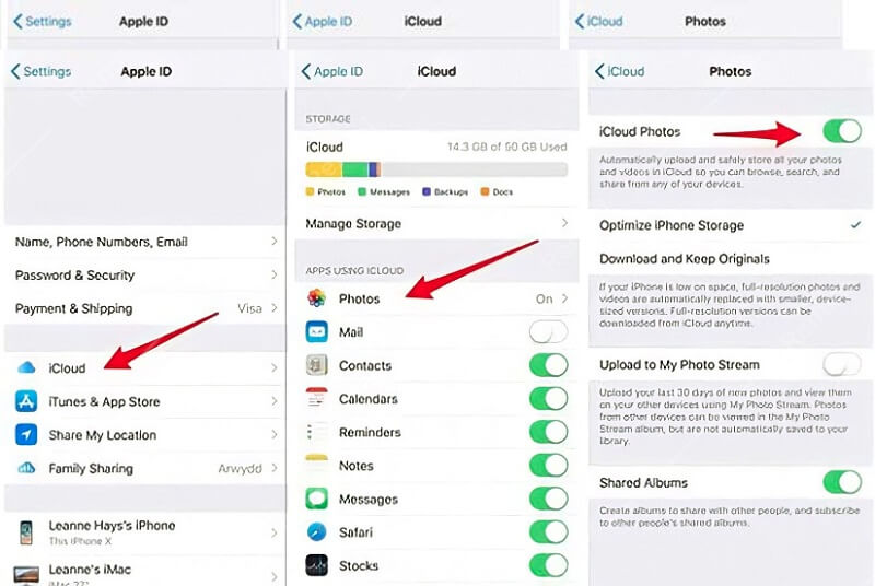 قم بتشغيل iCloud iPhone