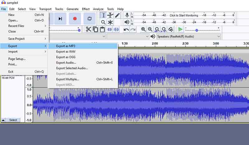 Audacity Interface VM