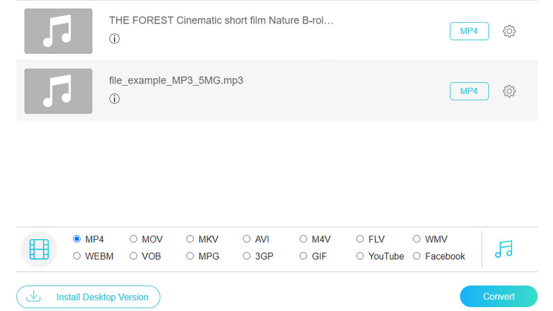 แปลง MP3 เป็น MP4 ออนไลน์