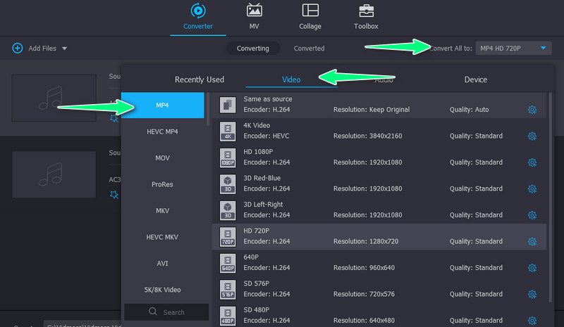 Seleziona Formato di output