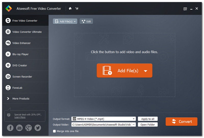 Muunna OGG AVI:ksi Aiseesoft Free Video Converter