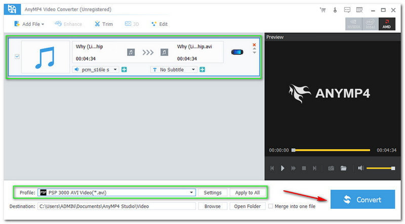 แปลง OGG เป็น AVI AnyMP4 Video Converter Convert