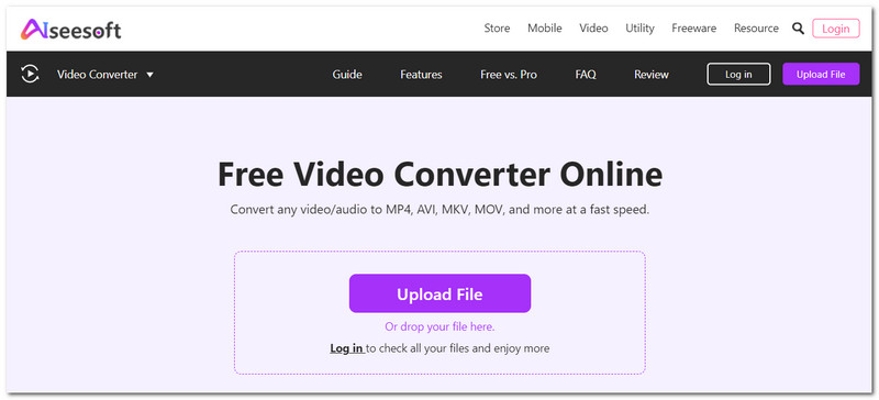 Преобразование WAV в AVI Aiseesoft Free Video Converter Online