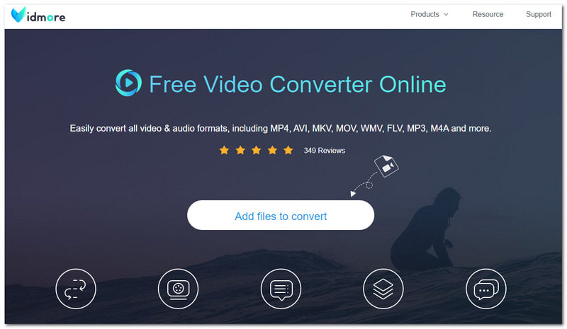 Converteer WAV naar AVI Vidmore gratis video-omzetter online