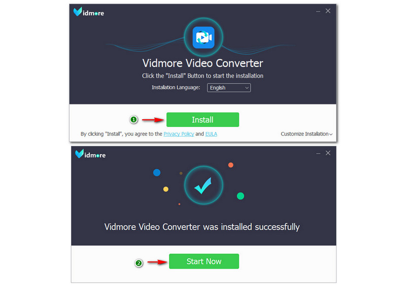 Tukar WAV kepada AVI Vidmore Video Converter Pasang dan Mula