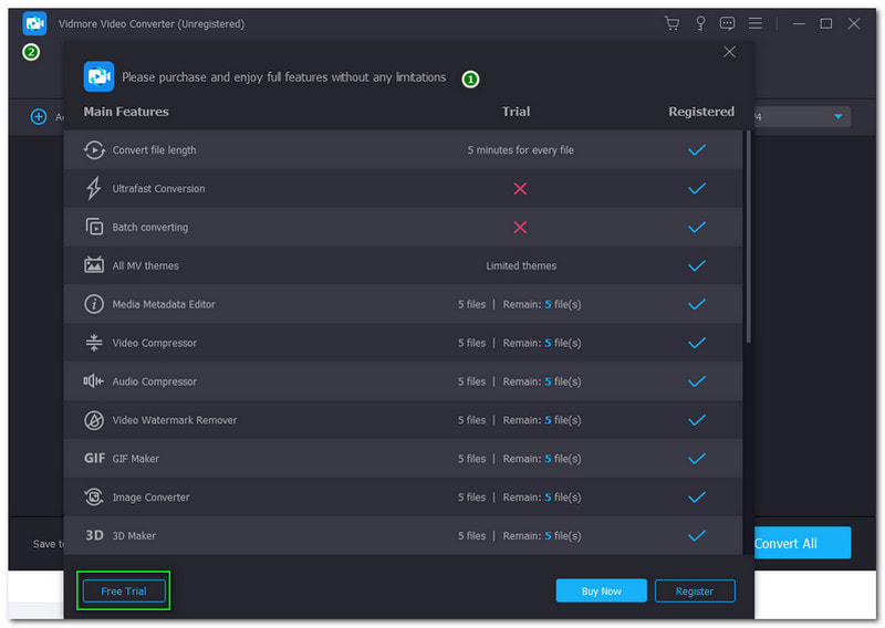 Konwertuj WAV na AVI Vidmore Video Converter Dwa interfejsy