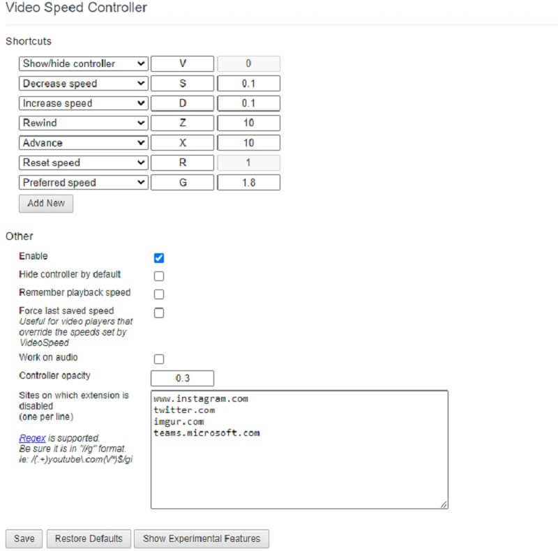 Ελεγκτής ταχύτητας βίντεο Chrome