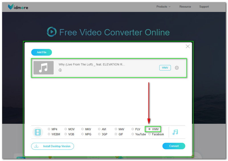 FLAC a WMV Vidmore Free Video Converter Formato de salida en línea