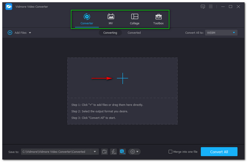 FLAC เป็น WMV Vidmore Video Converter อินเทอร์เฟซหลัก