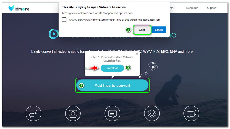M4A to M4V Vidmore Video Converter Online Add Files to Convert Button