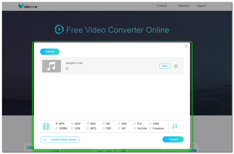 M4A to M4V Vidmore Free Video Converter Online Main Online Converter