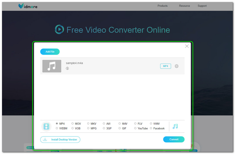 M4A–M4V Vidmore Ingyenes Video Converter Online Fő online konverter